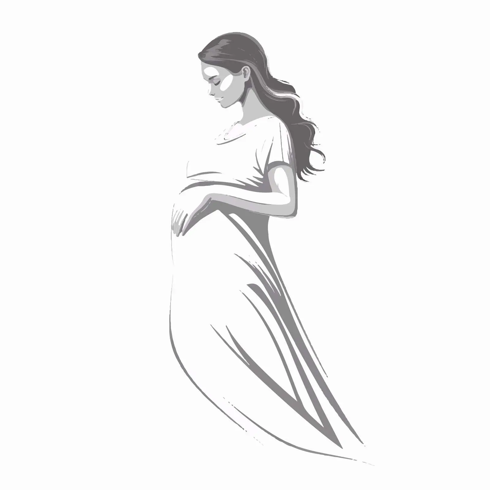 Contour Illustration of Expectant Mother during Pregnancy – free gestation image from Dotvec