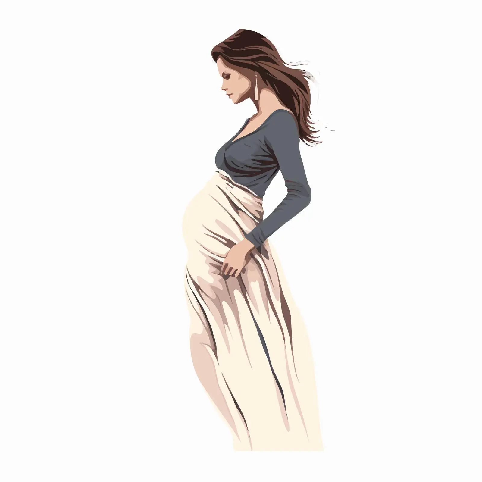 Contour Illustration of Young Expectant Mother – free expectant mother image from Dotvec