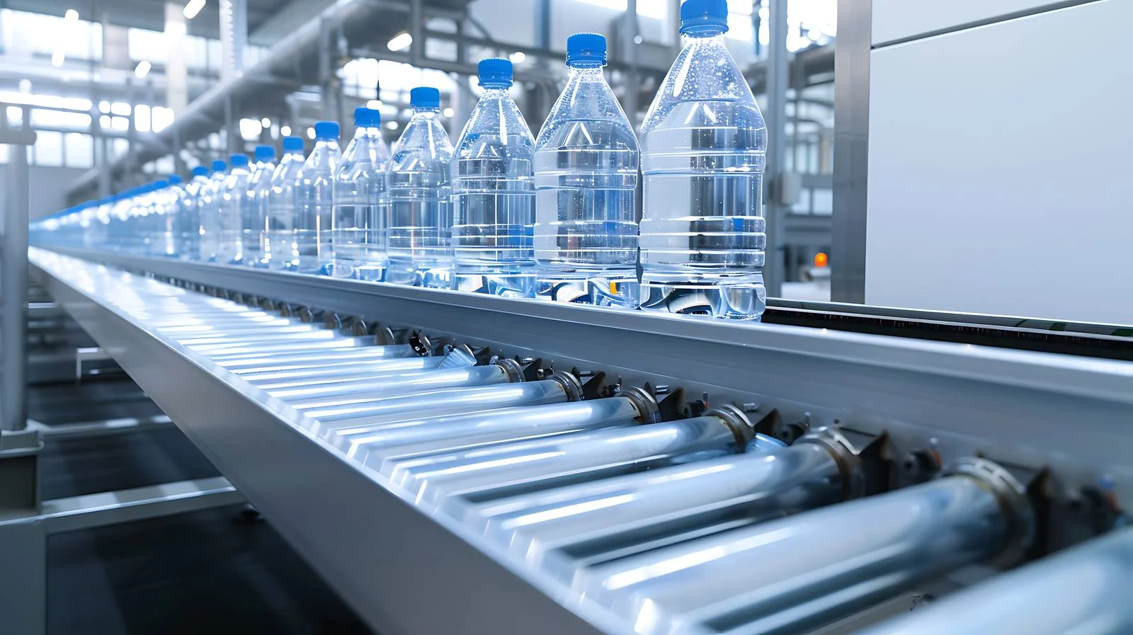 Automated Water Bottle Conveyor Belt System — free download from Dotvec