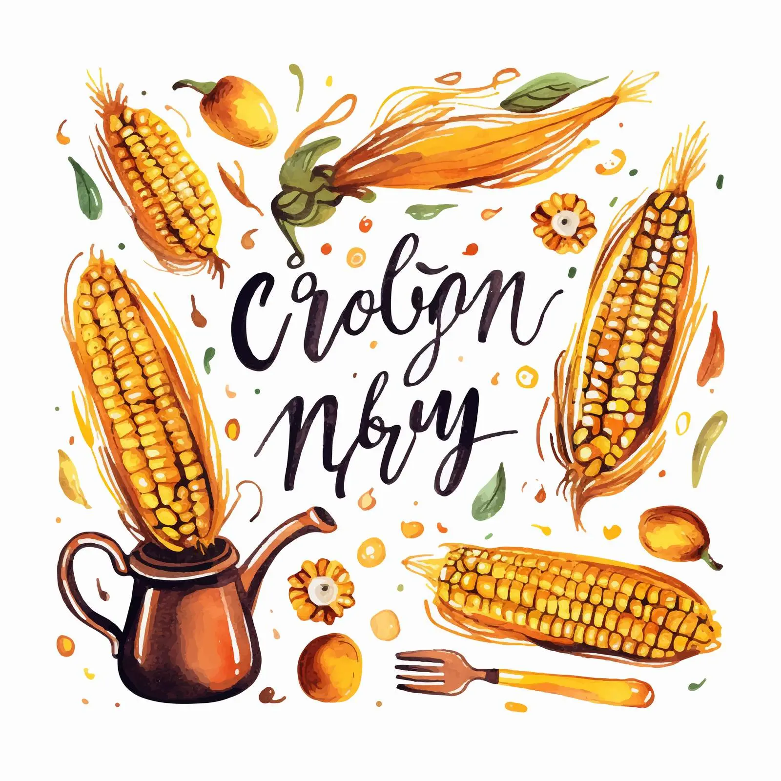 Hand Lettering Boiled Corn Cooking Passion – free culinary creativity image from Dotvec