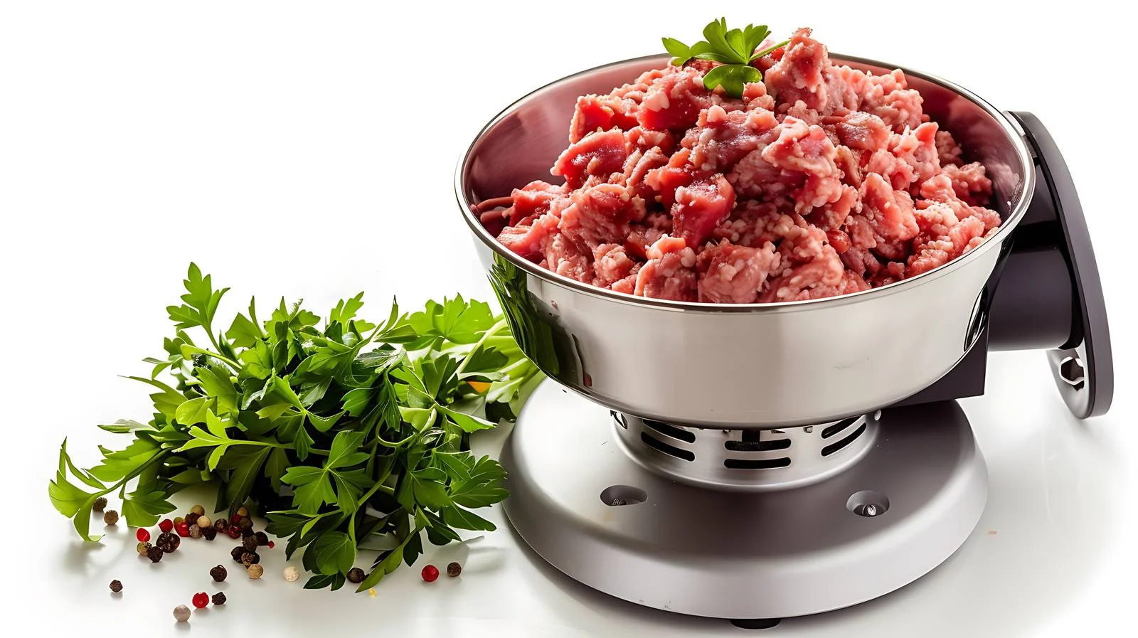 Grinding minced meat with electric grinder — free download from Dotvec