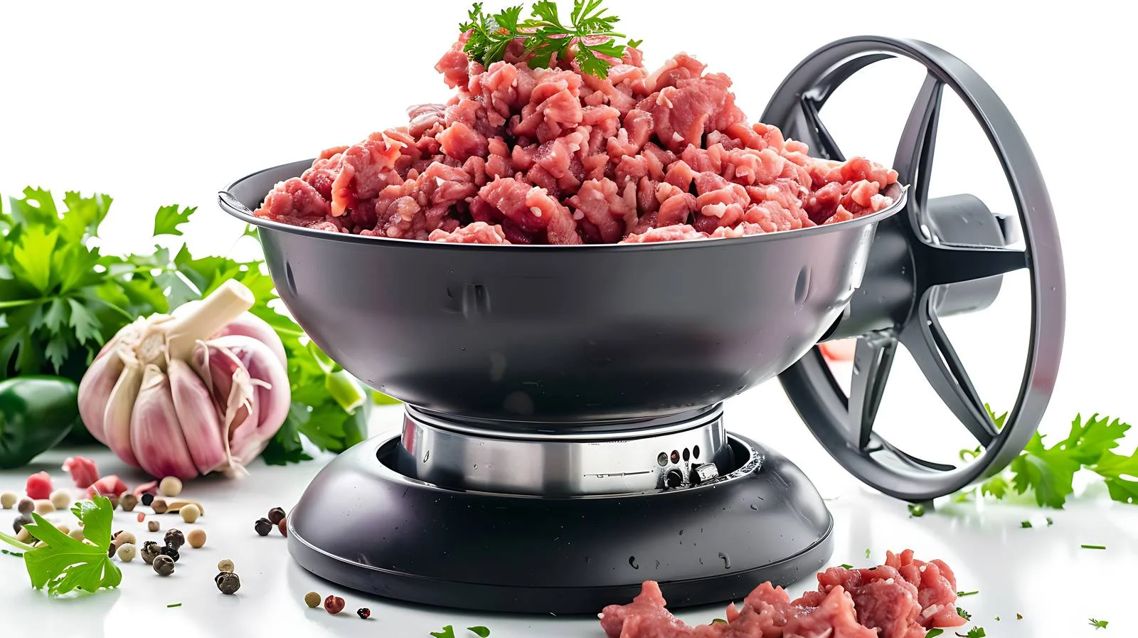Processing minced meat using electric meat grinder — free download from Dotvec