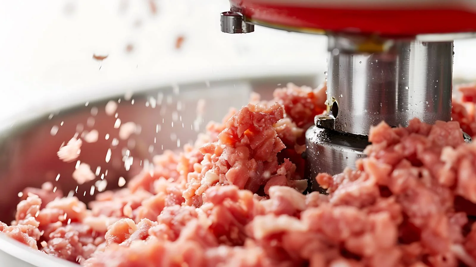 Grinding minced meat with electric grinder — free download from Dotvec