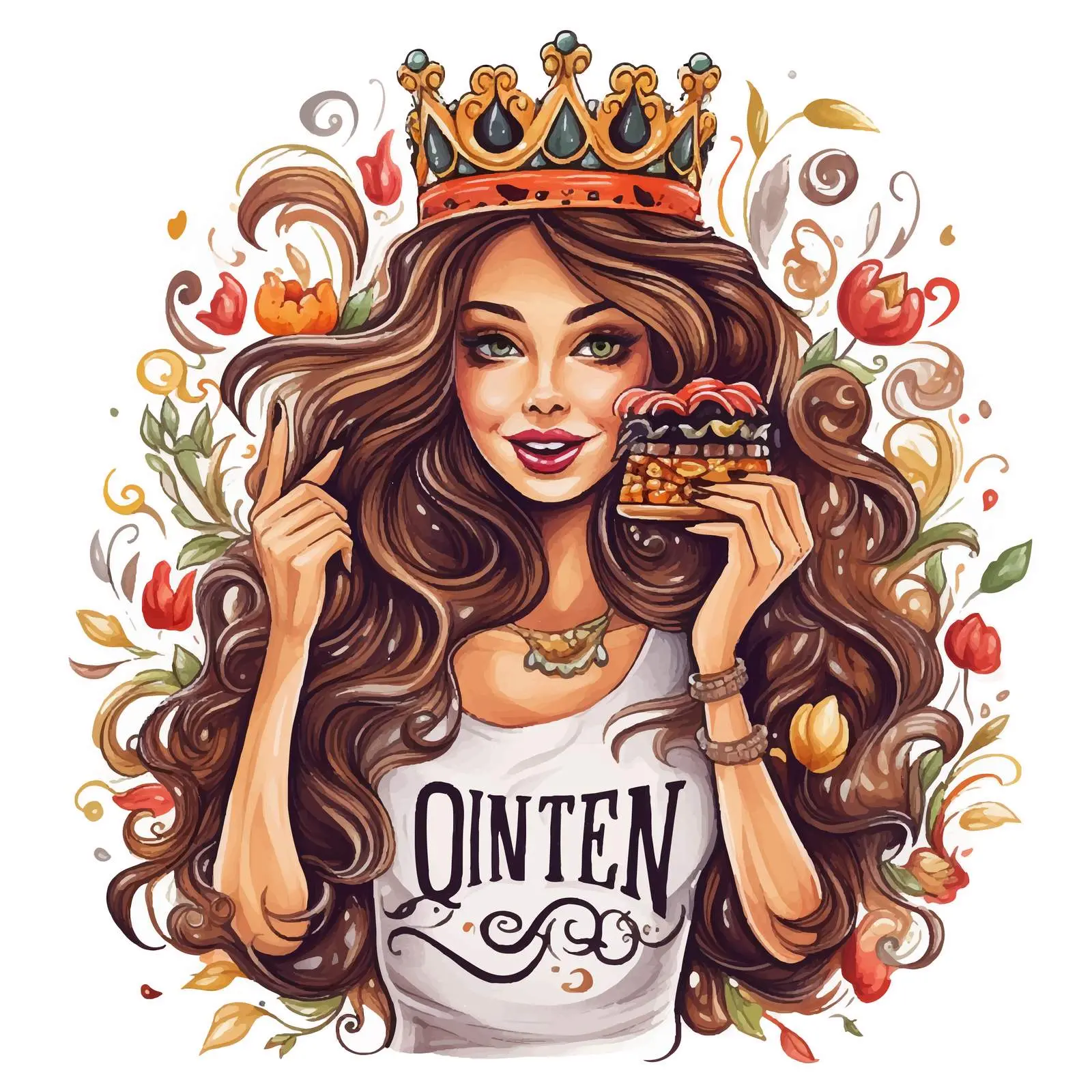 Hand Lettering Hamburger Art with Cooking Queen Theme — free download from Dotvec