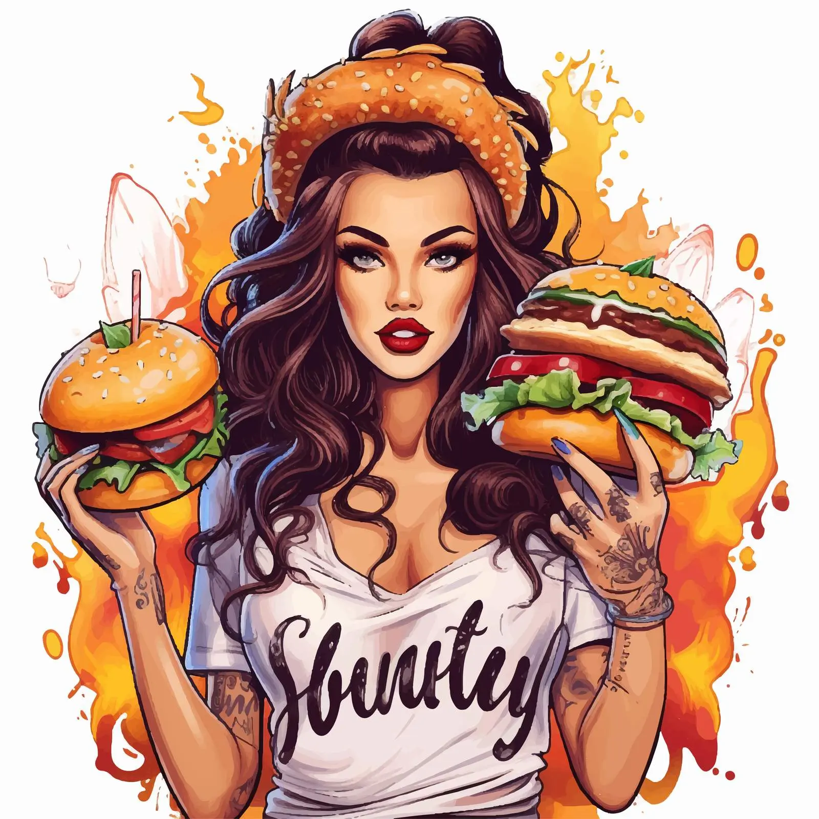 Yummy Hamburger Hand Lettering Vector Art — free download from Dotvec