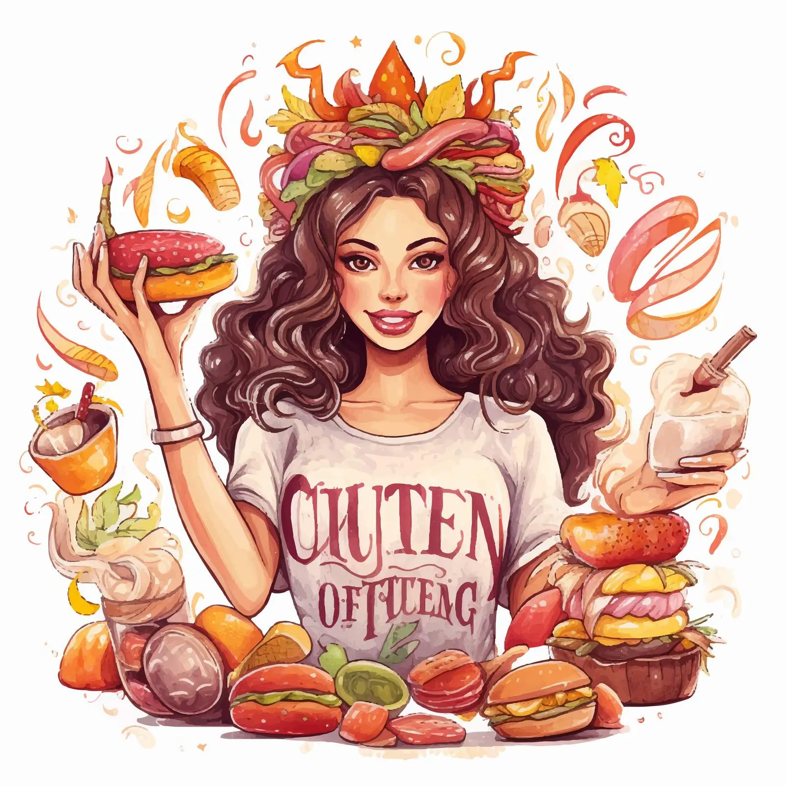 Yummy Hamburger Hand Lettering Vector Art – free culinary illustration image from Dotvec