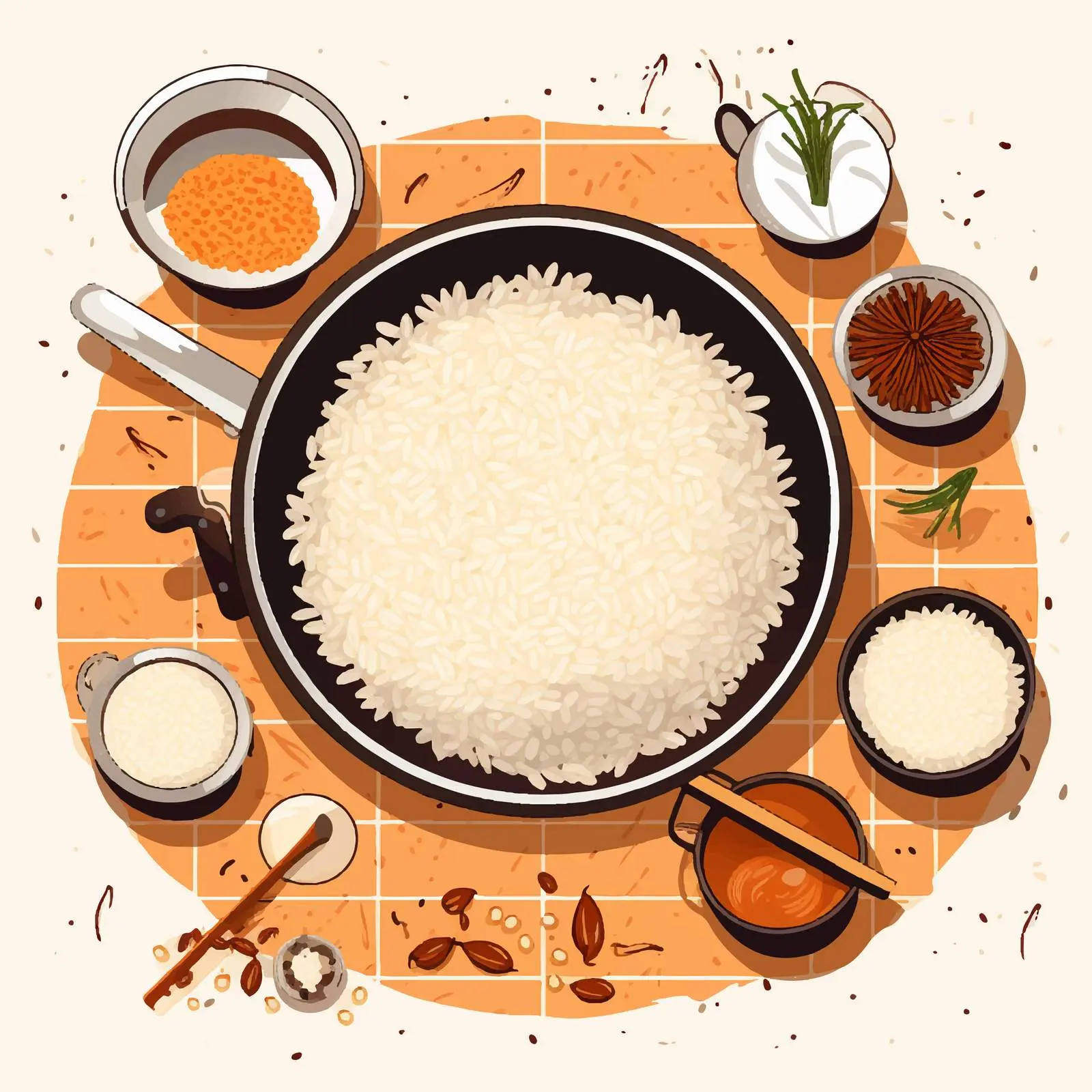 Line Art Illustration of Cooking Rice — free download from Dotvec
