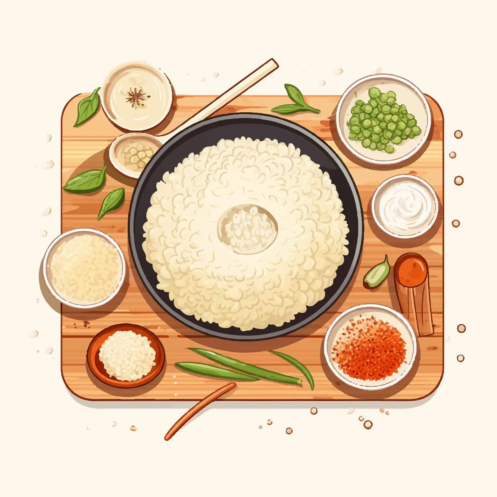 Line Vector Illustration of Cooking Rice — free download from Dotvec