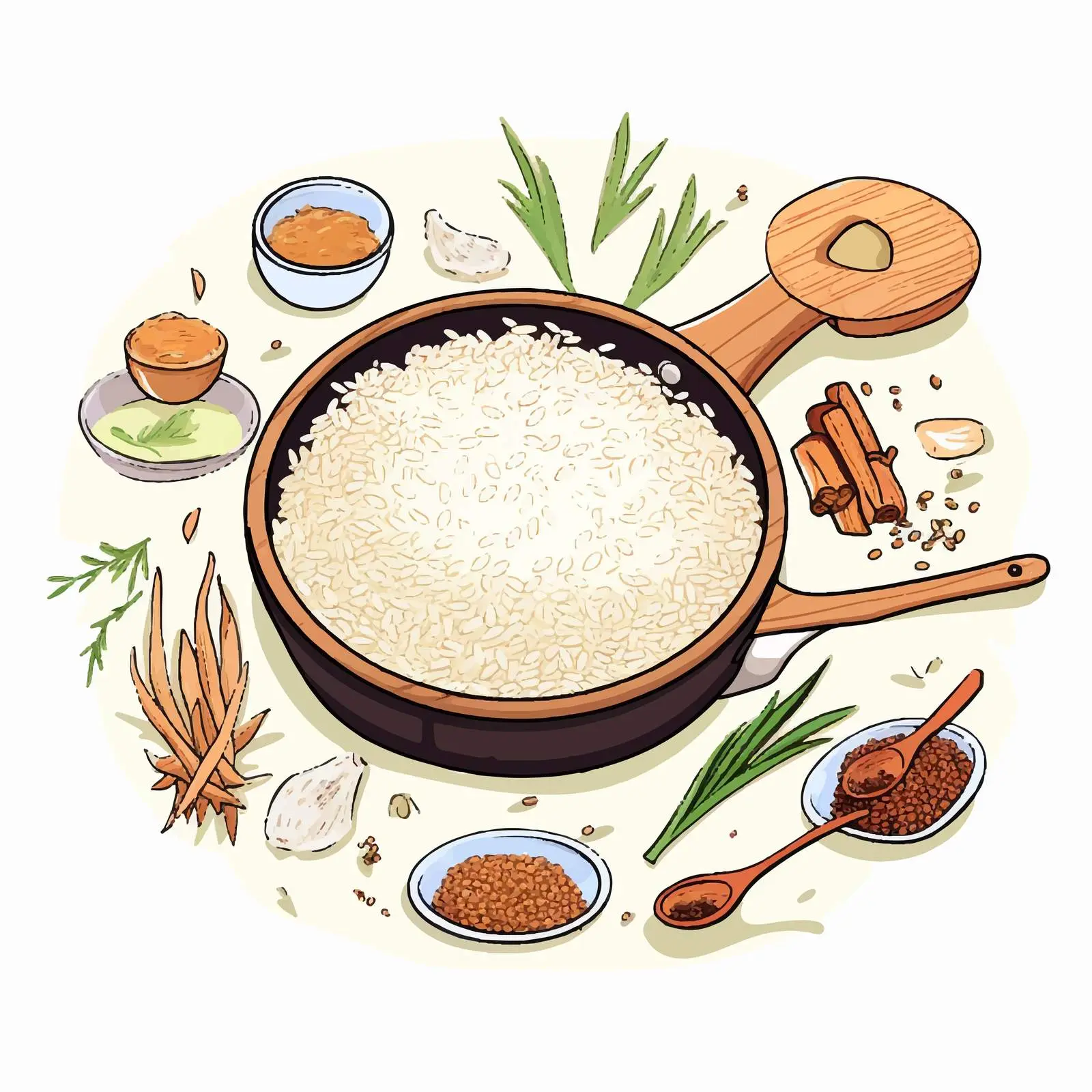 Line Art Vector of Cooking Rice — free download from Dotvec