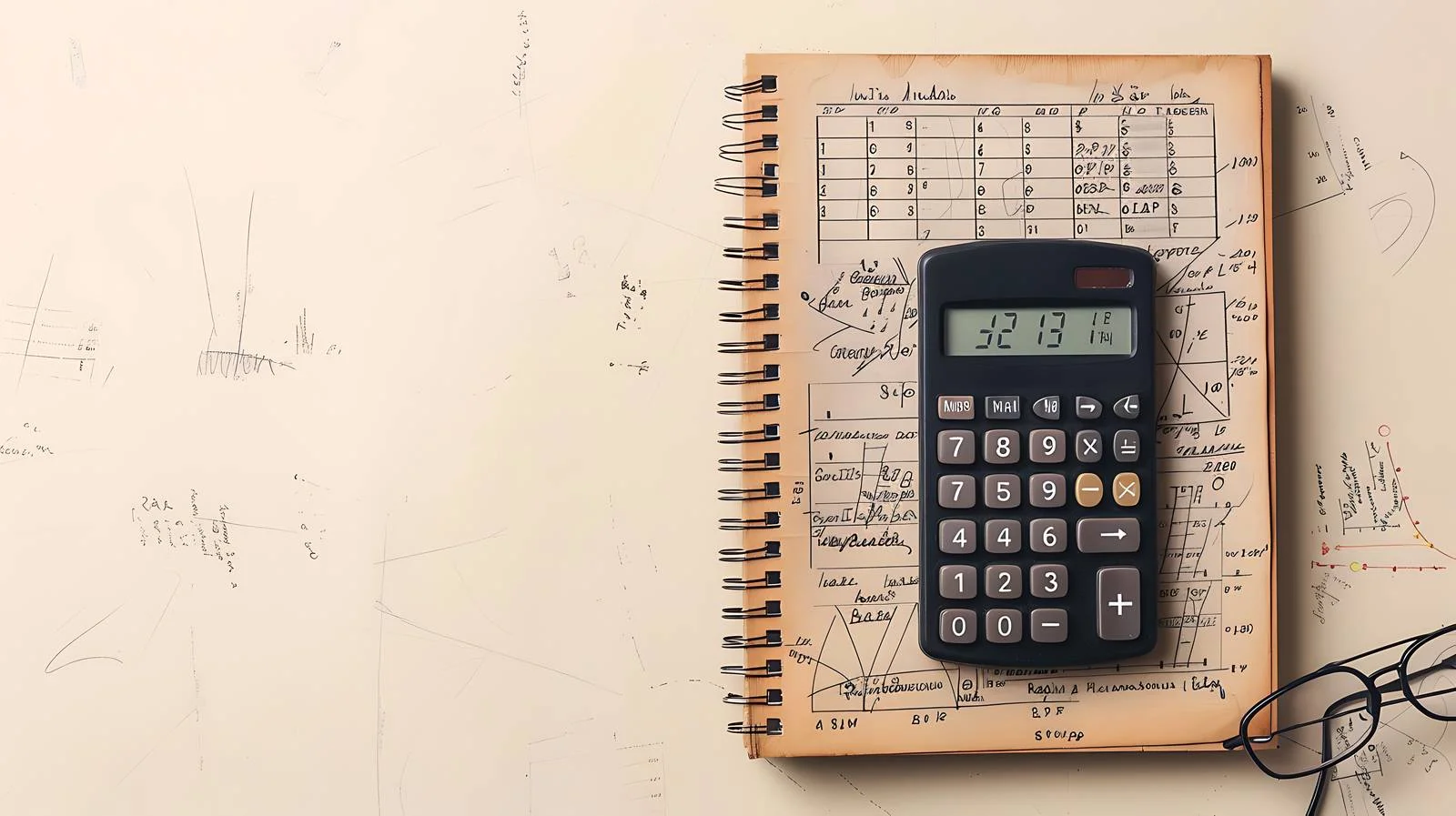 Math Formulas and Calculator on Beige – free maths image from Dotvec