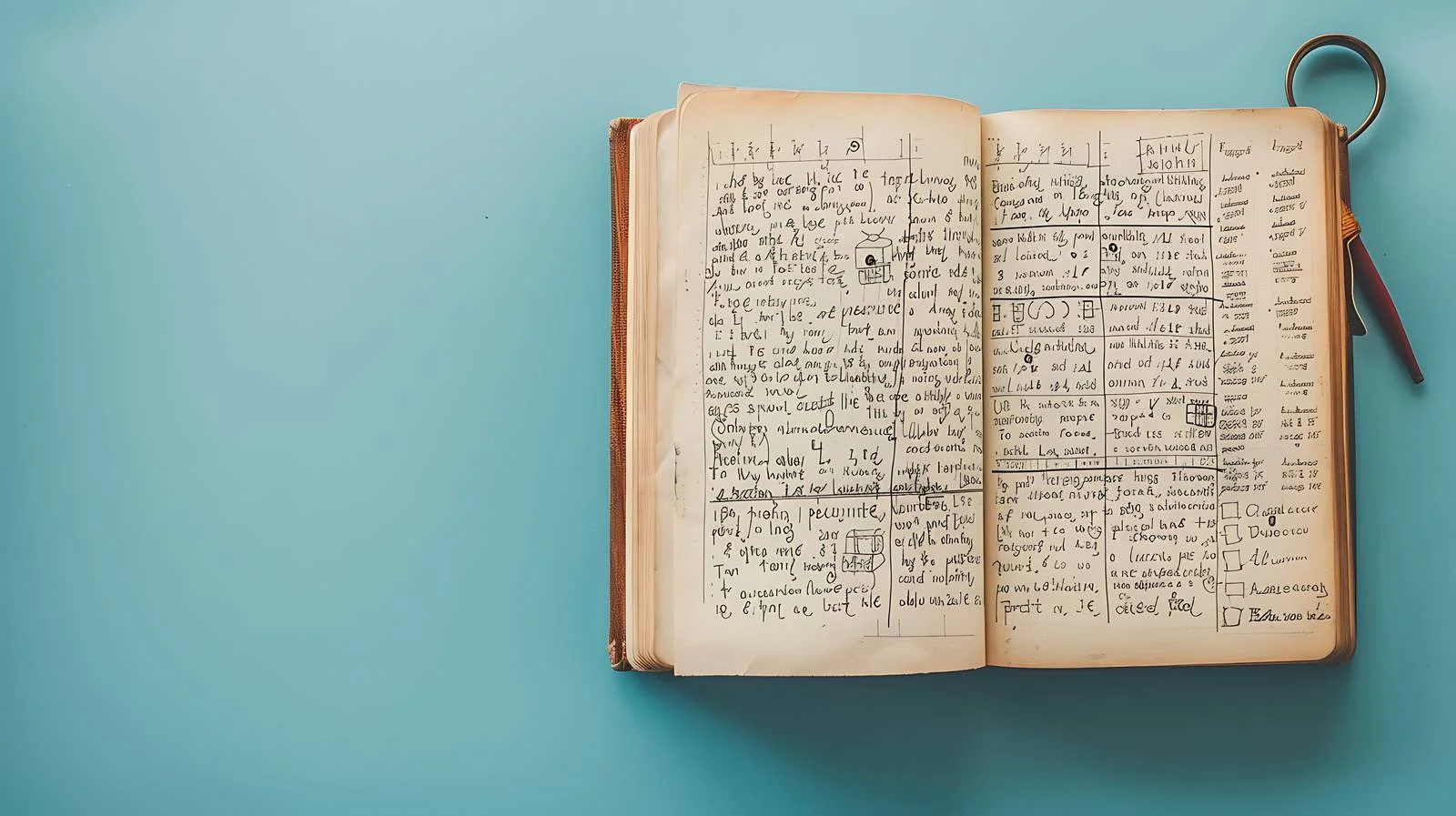 Math Formulas Copybook on Blue Background – free maths image from Dotvec