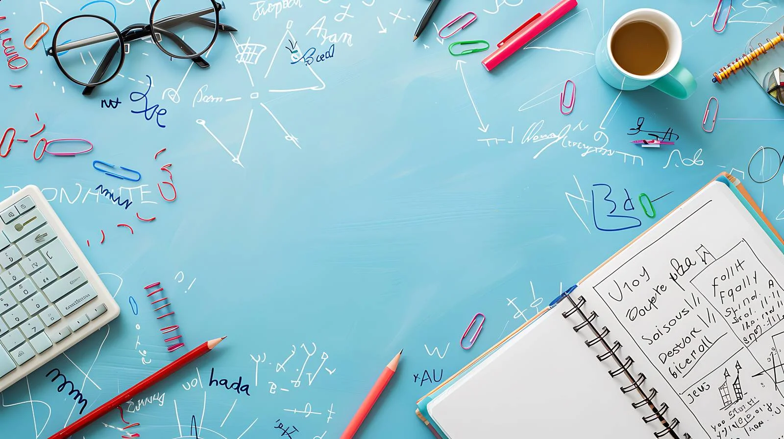 Math Formulas Copybook on Blue Background — free download from Dotvec