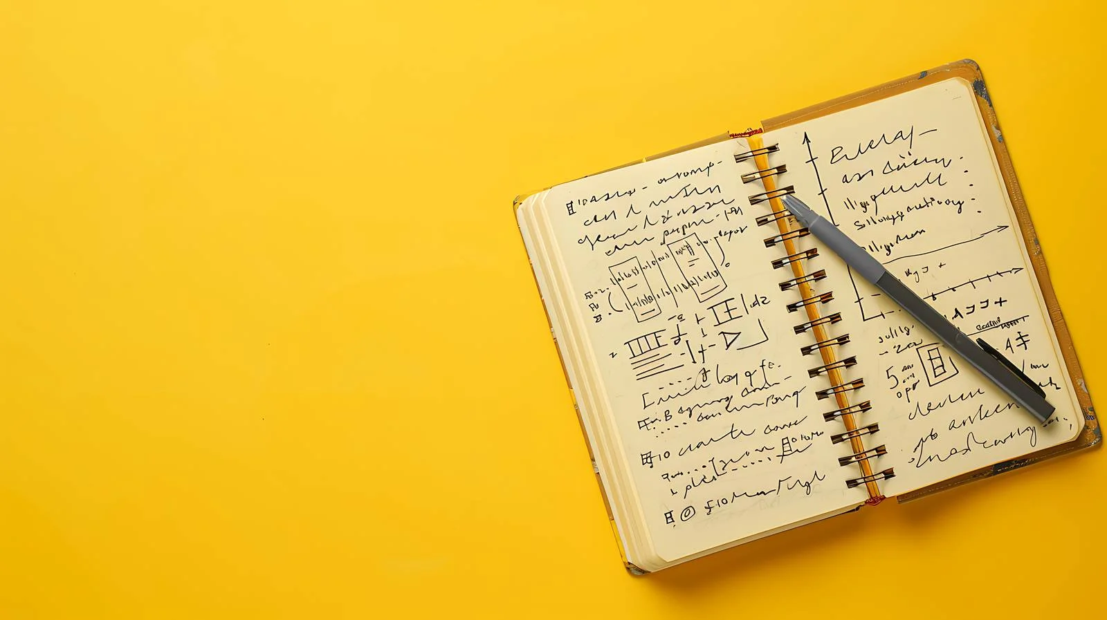 Math Formulas Copybook on Yellow Background – free maths image from Dotvec