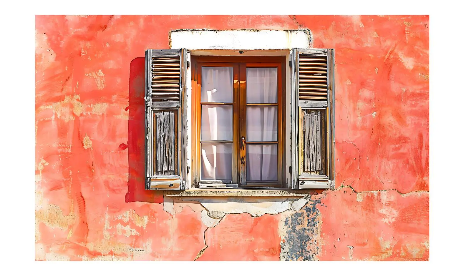 Coral Facade with Wooden Window Shutters — free download from Dotvec