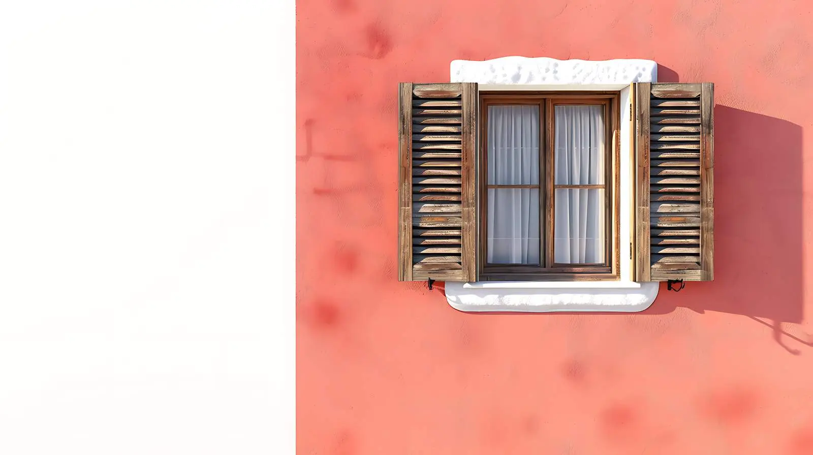 Coral Facade with Wooden Window and Shutters — free download from Dotvec