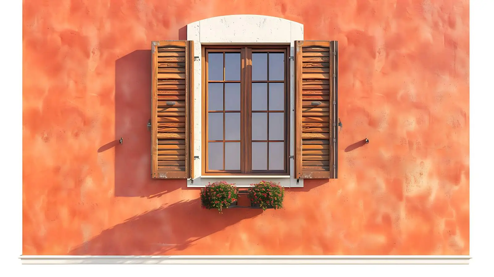 Coral Facade with Wooden Window and Shutters — free download from Dotvec