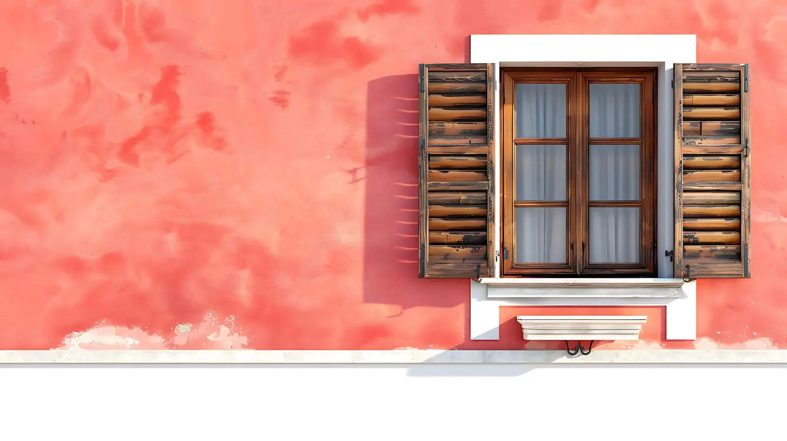 Coral Facade with Wooden Shutters and Window — free download from Dotvec