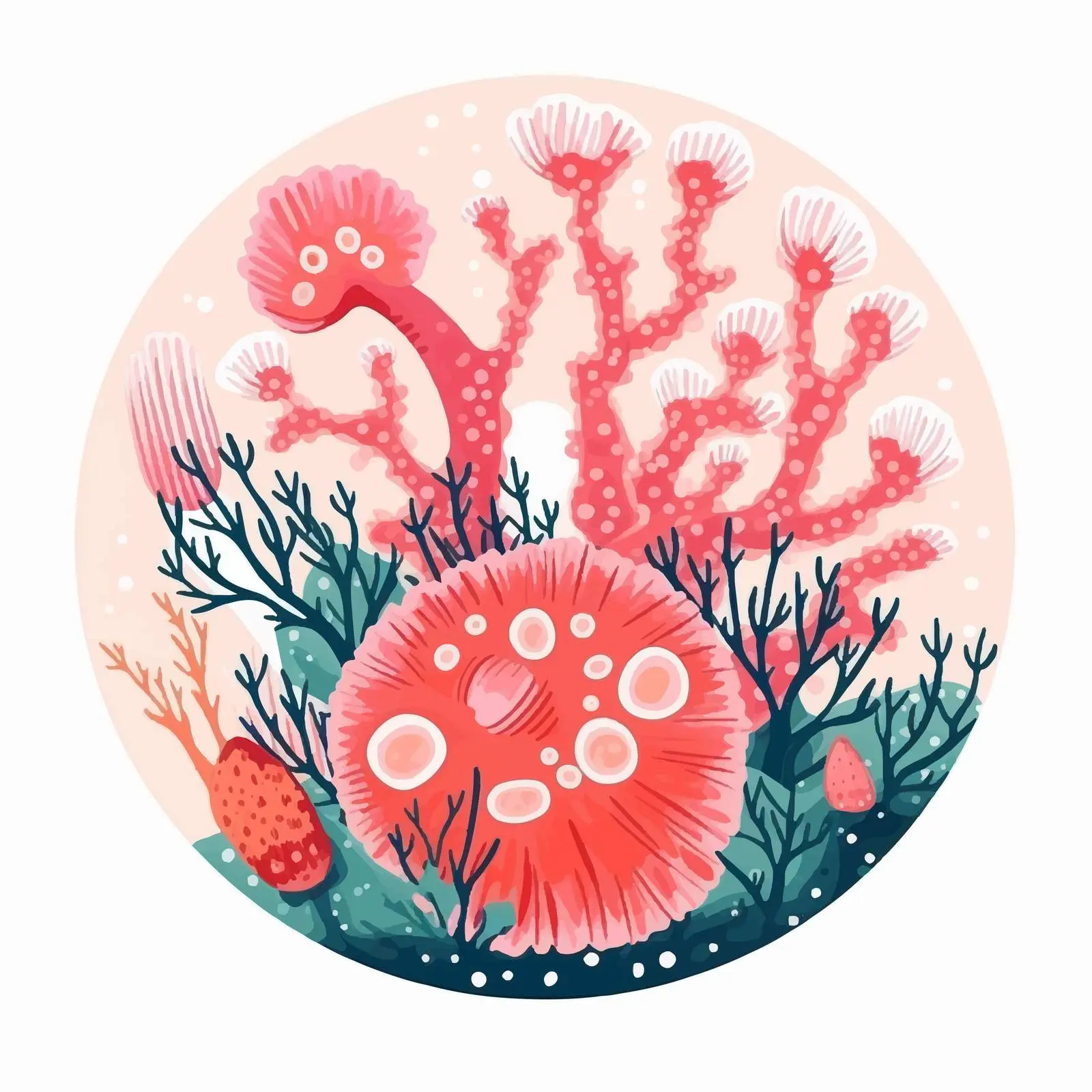Round Coral Polyp Skeleton Underwater Vector — free download from Dotvec
