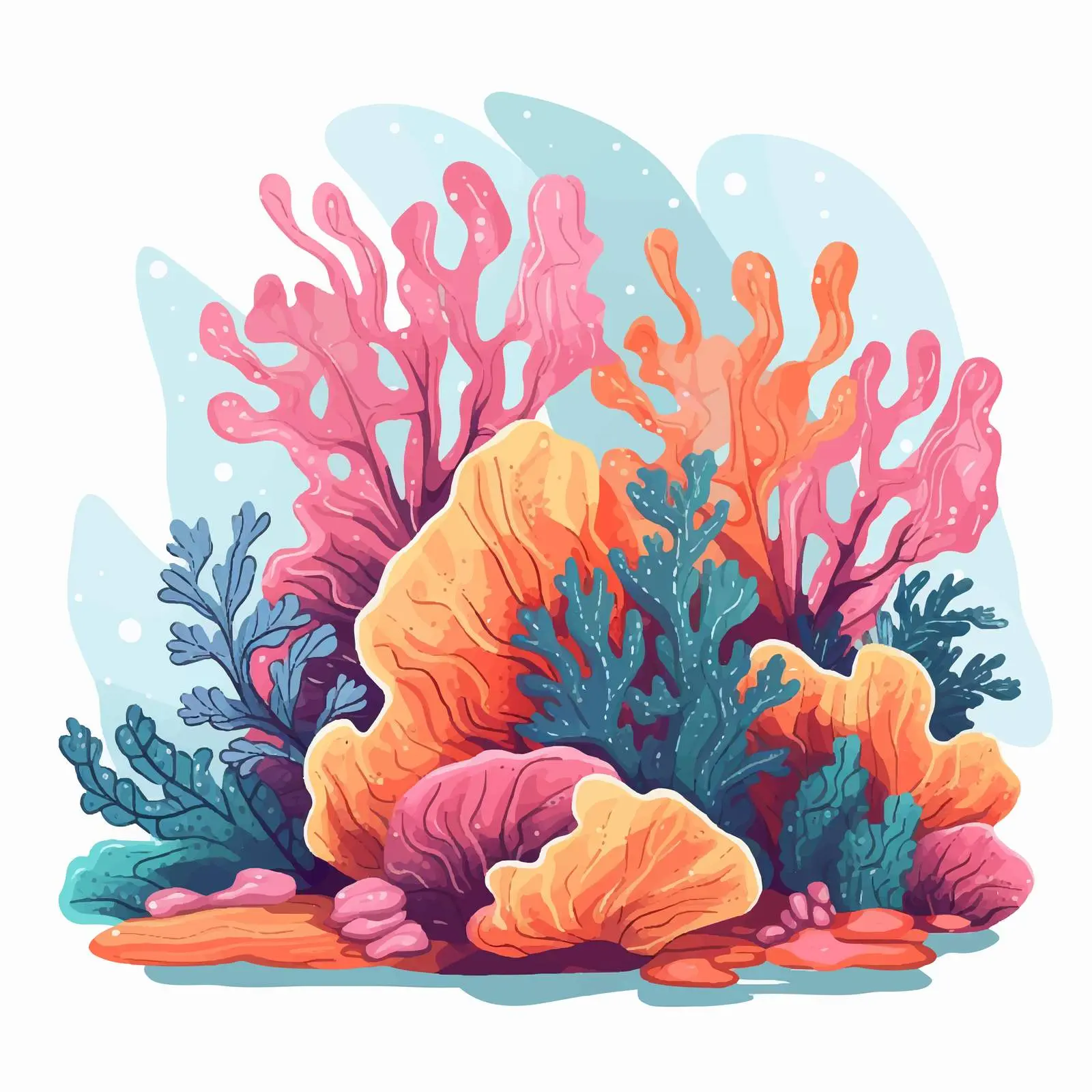 Cartoon Coral Reef Vector Illustration – free vector marine life image from Dotvec