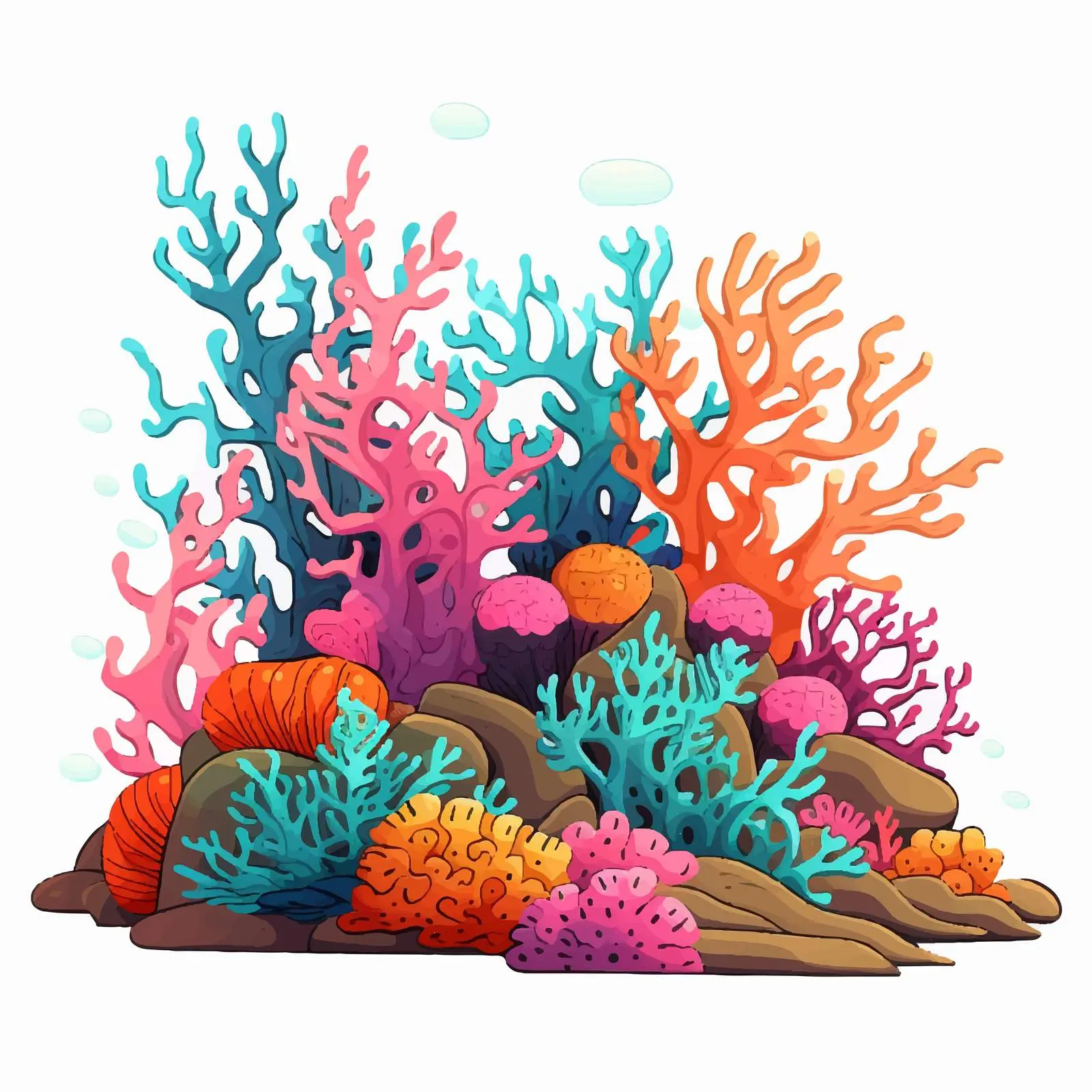 Cartoon Coral Reefs Line Vector Illustration — free download from Dotvec