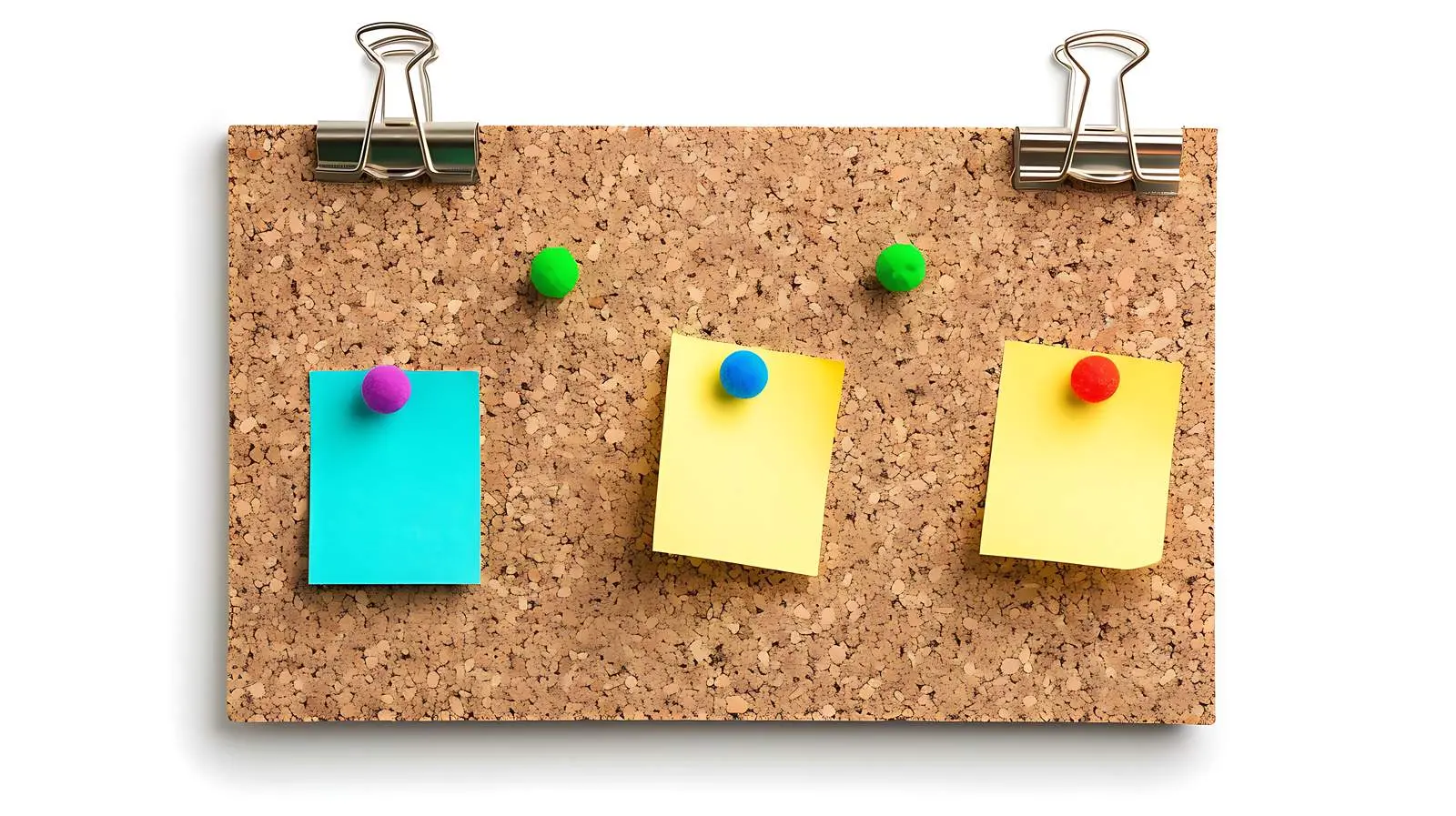 Isolated Cork Board with Notes and Clips — free download from Dotvec