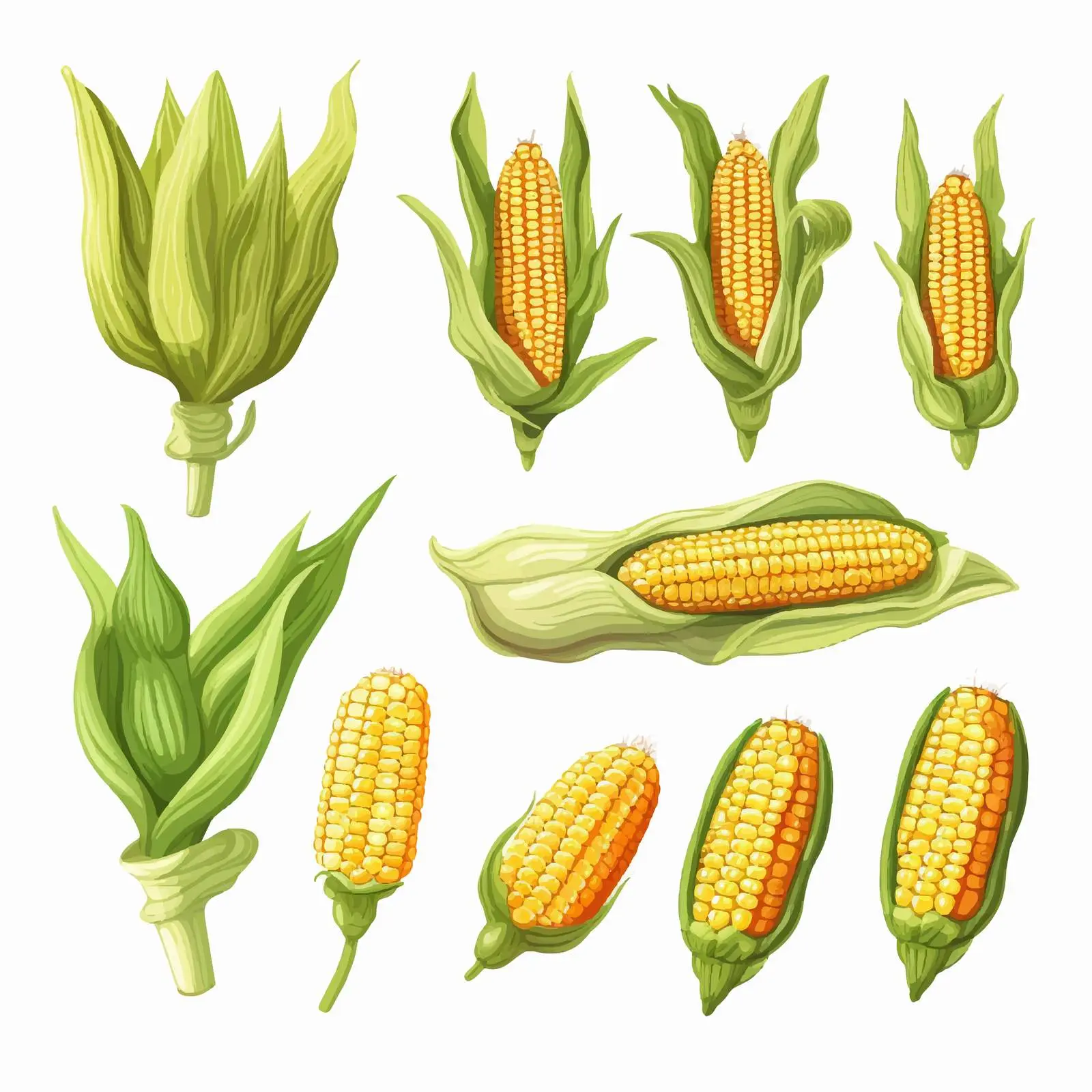 Top View Corn Vector Illustration on White Background — free download from Dotvec
