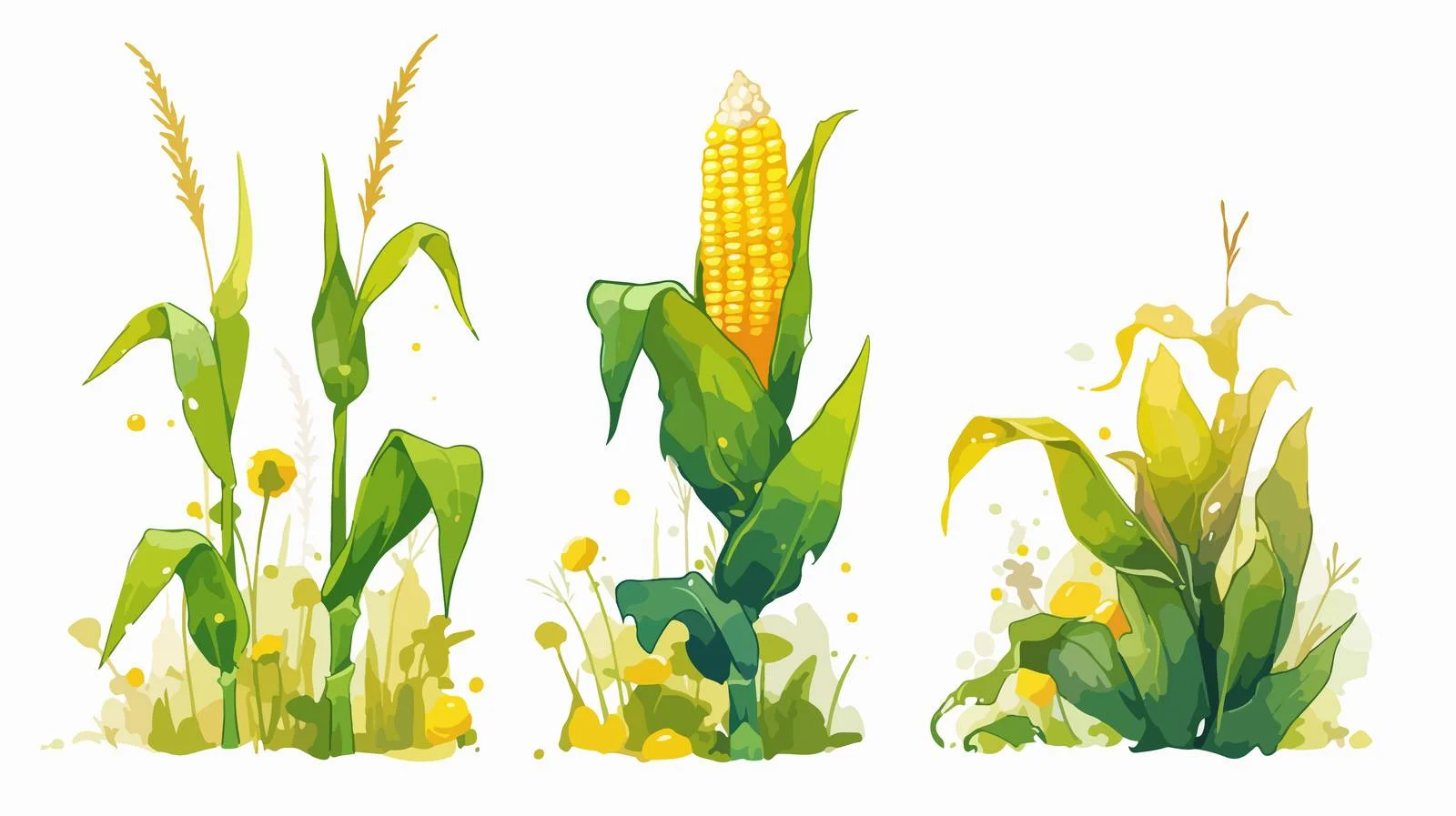 Vibrant hand-drawn corn plant illustration — free download from Dotvec
