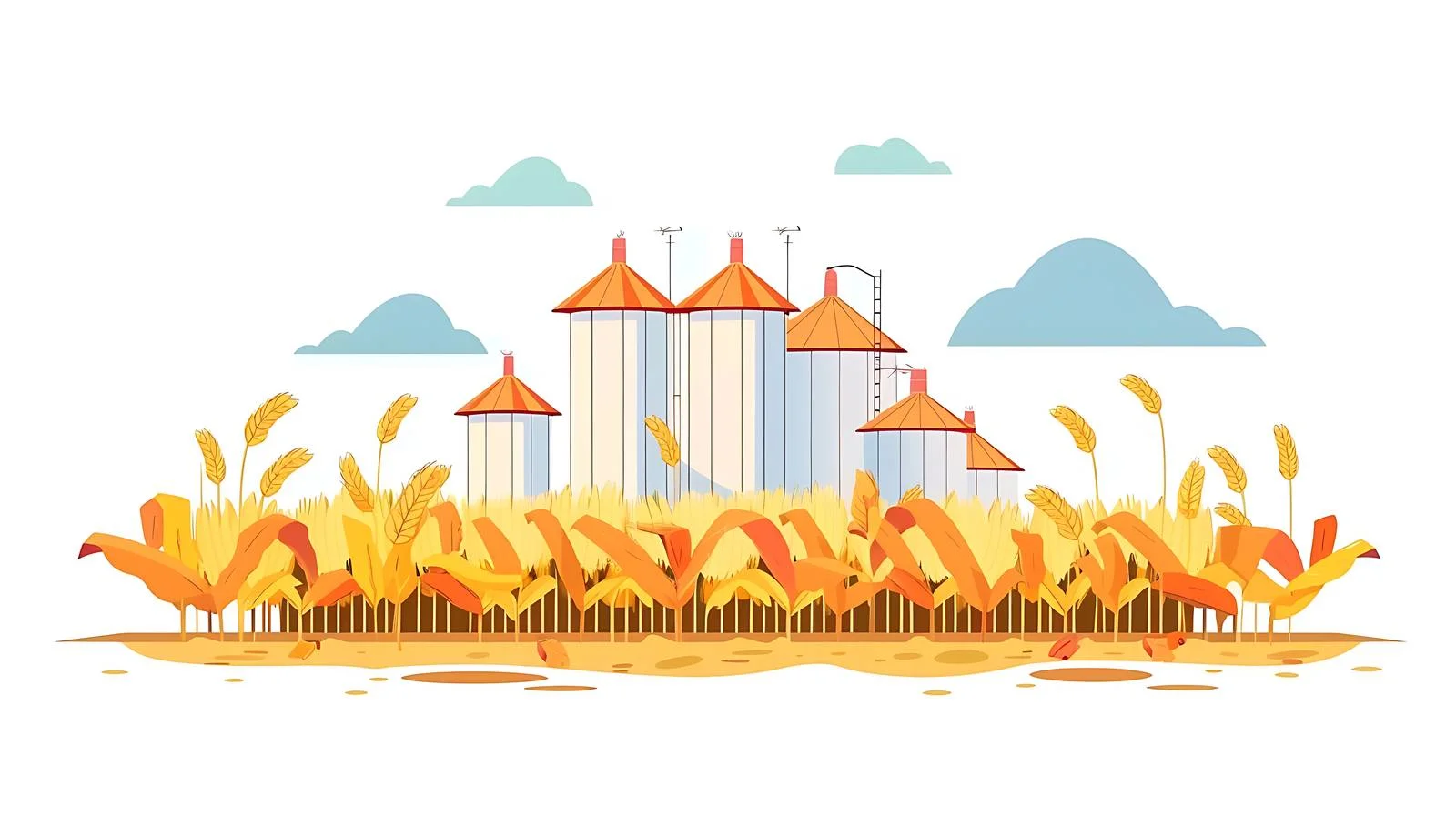Rural landscape with silos under sunny skies — free download from Dotvec