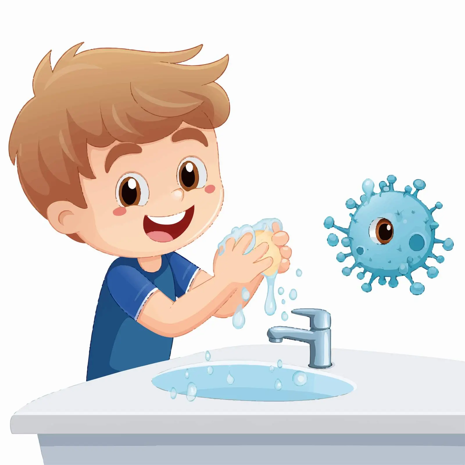 Handwashing Awareness Vector Design with Boy — free download from Dotvec