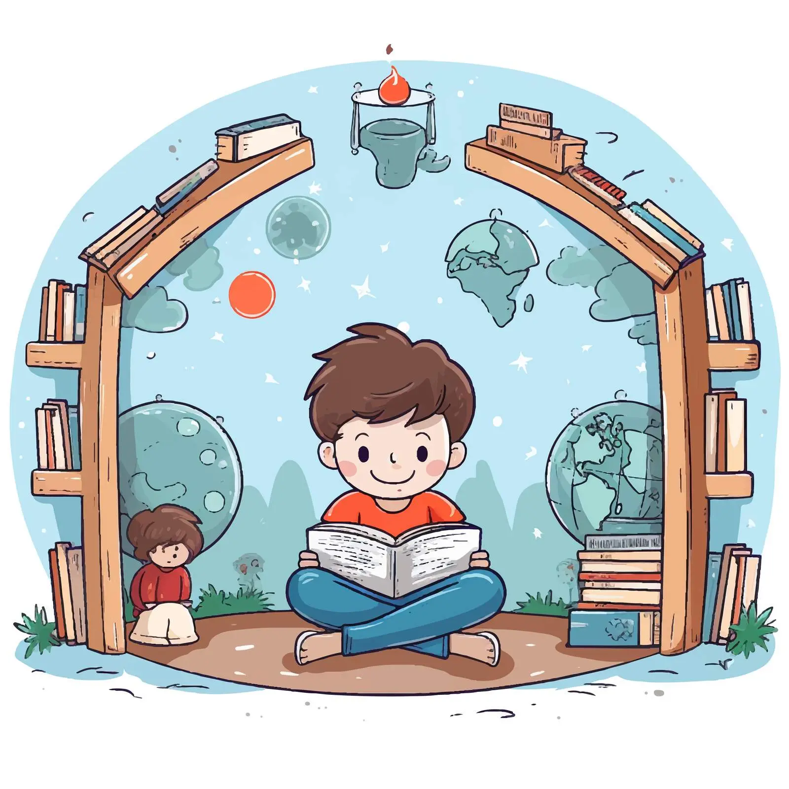 Boy Reading During Coronavirus Lockdown Poster — free download from Dotvec