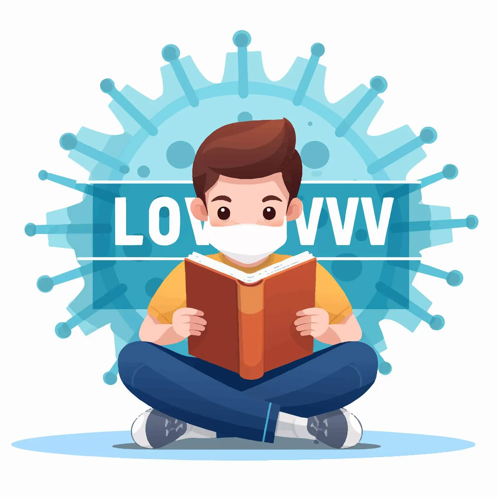 Boy Reading During Lockdown Poster Design — free download from Dotvec