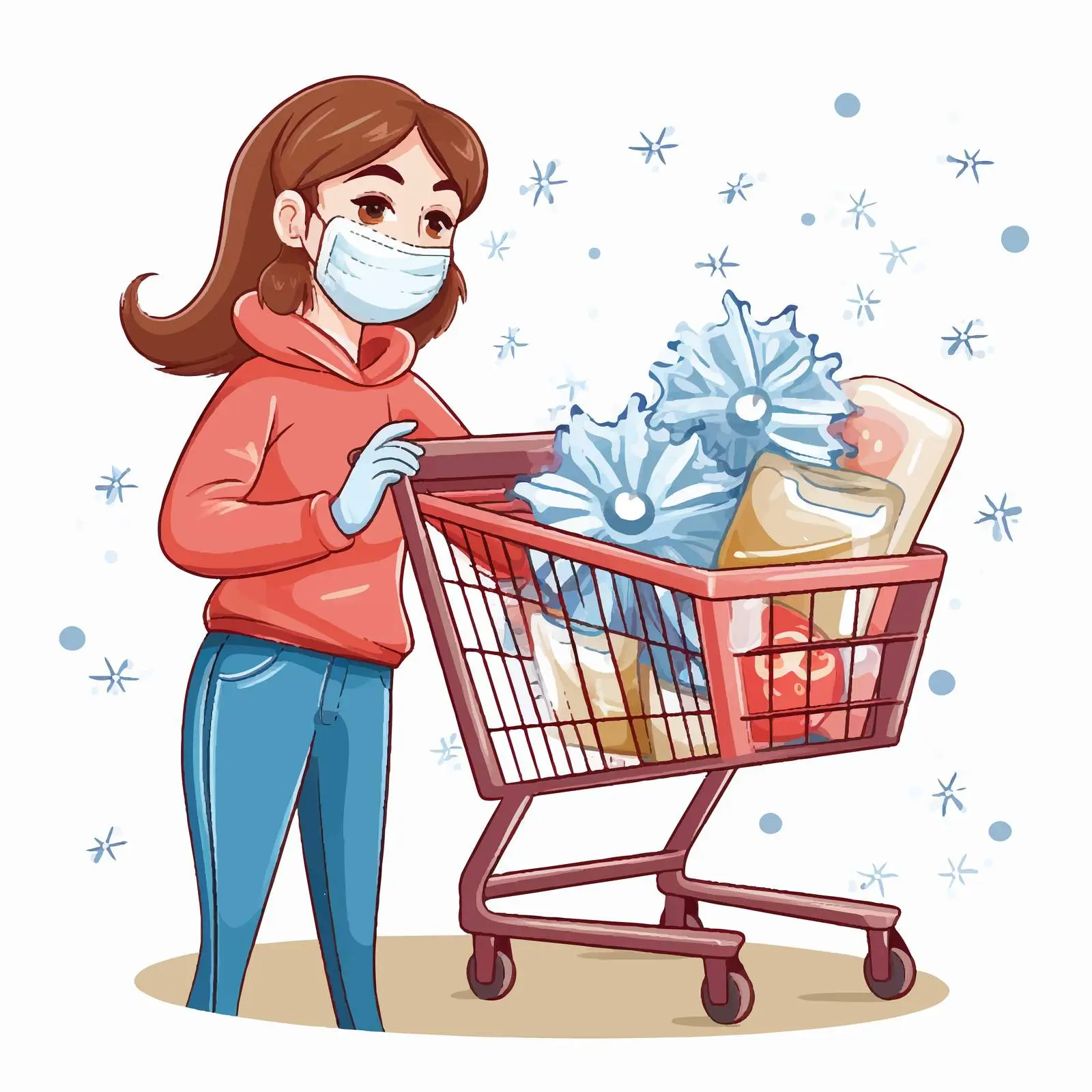 Girl Shopping Cart Coronavirus Theme Illustration — free download from Dotvec