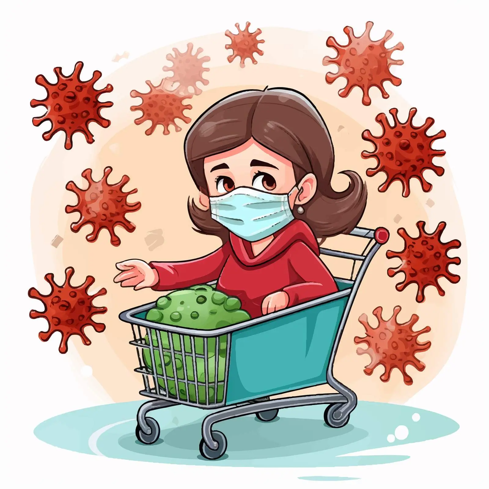 Girl with Shopping Cart During Coronavirus Pandemic — free download from Dotvec