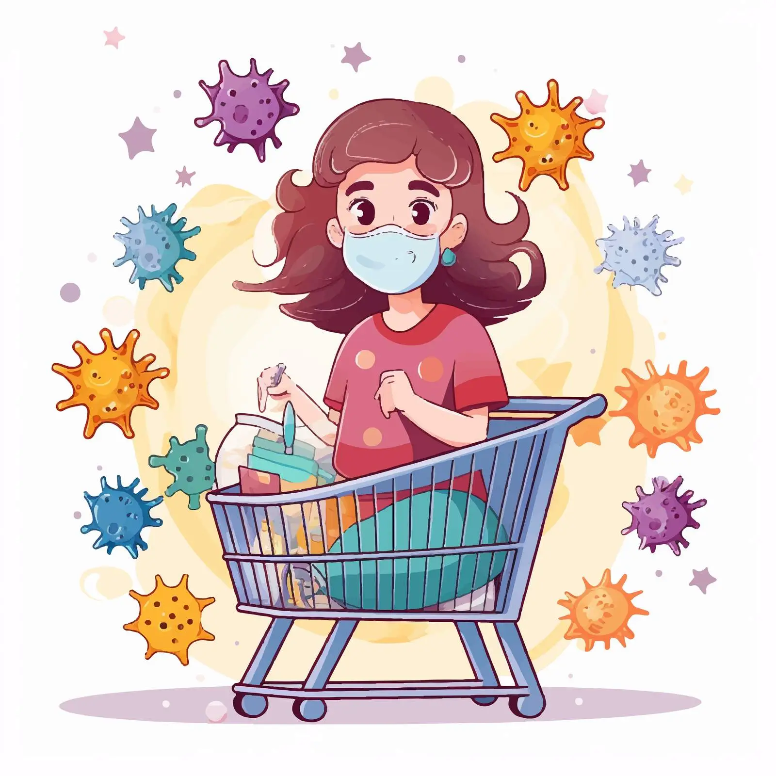 Girl Pushing Shopping Cart During Pandemic – free uncertainty image from Dotvec