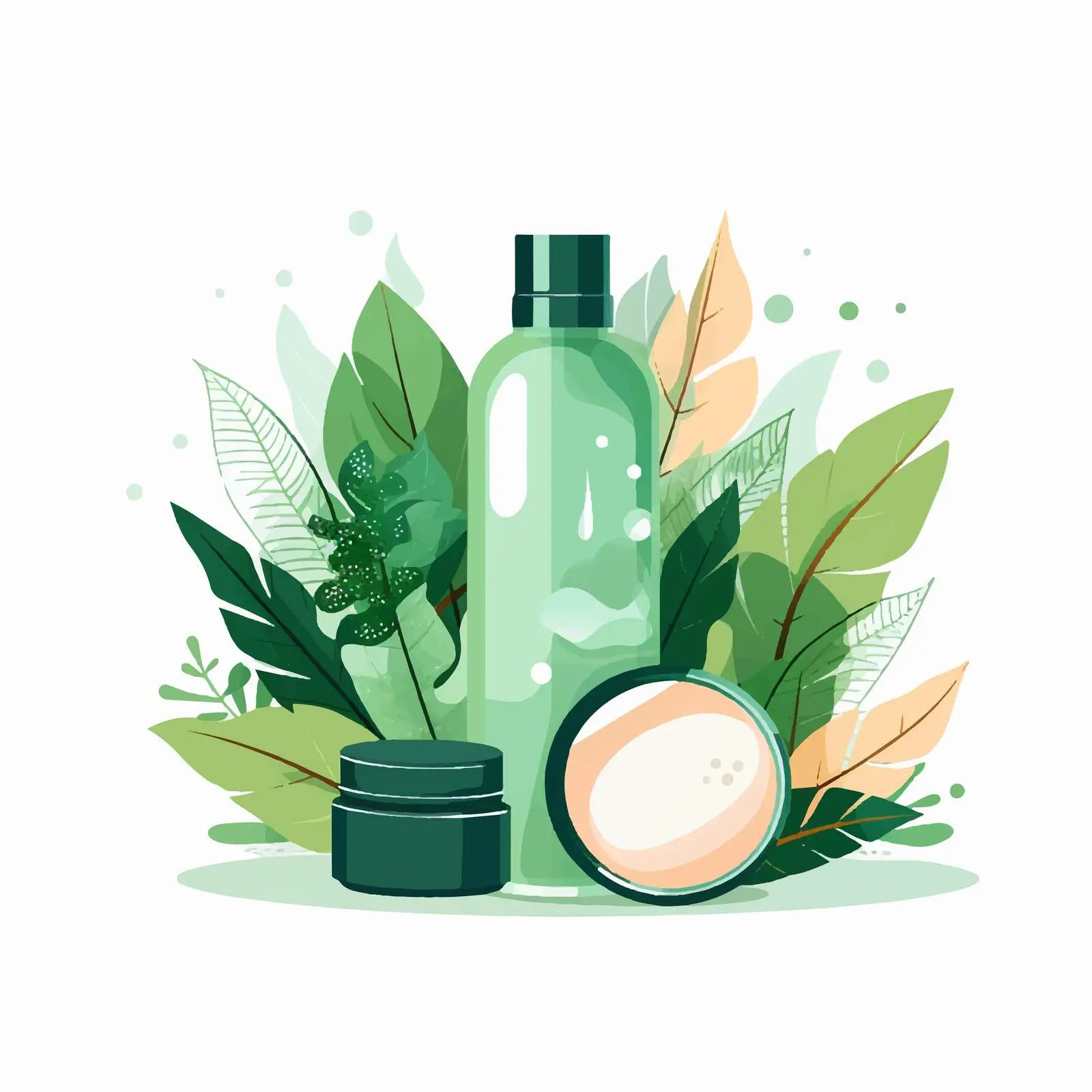 Organic Cosmetic Beauty Products with Green Leaf Design — free download from Dotvec