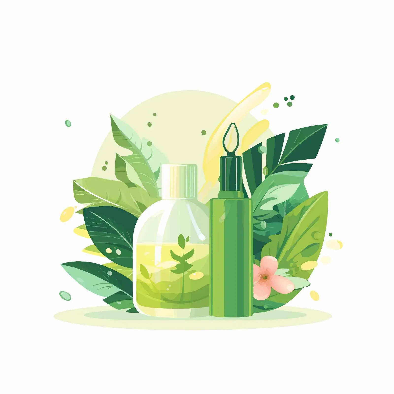 Organic Cosmetic Beauty Products with Green Leaf — free download from Dotvec