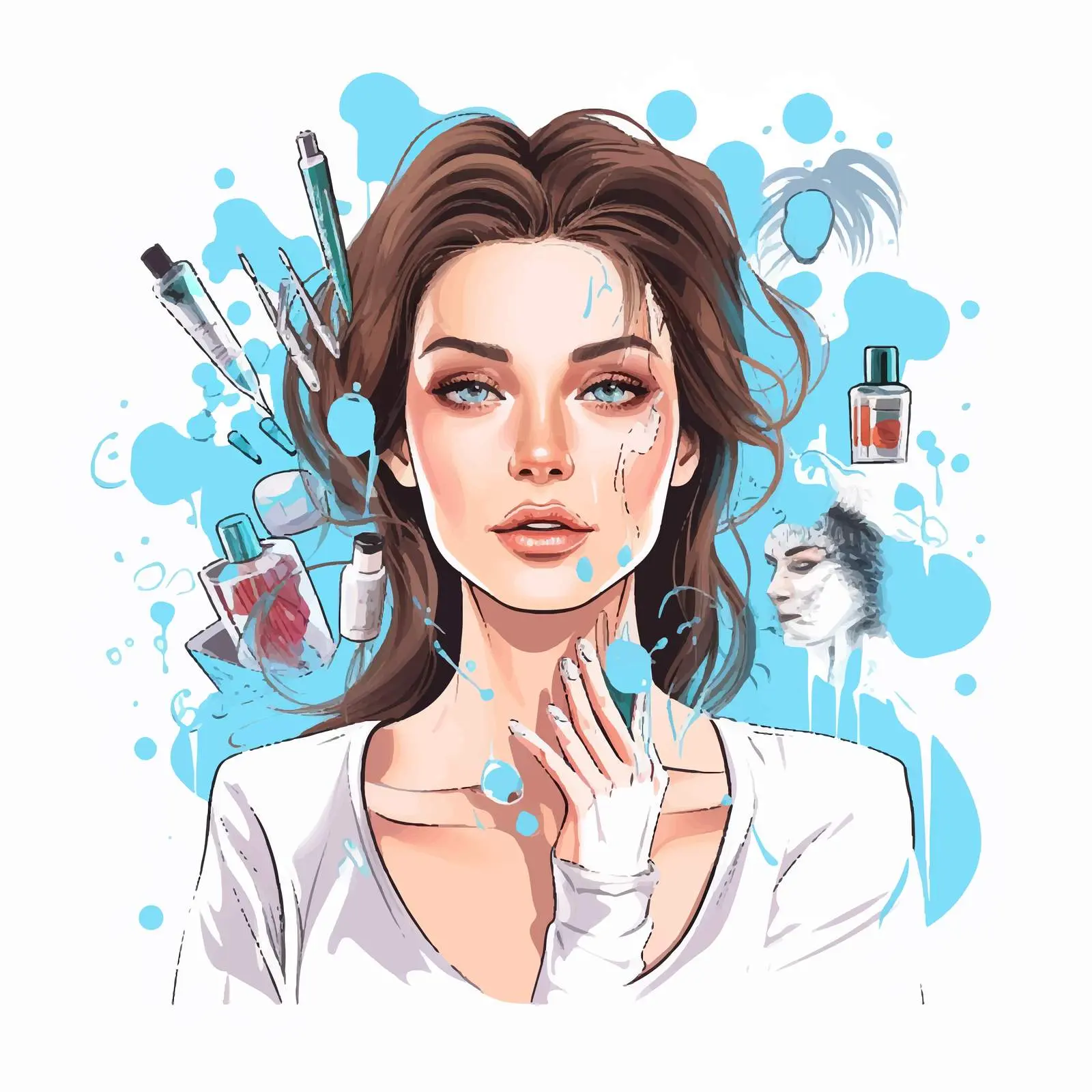 Cosmetology Workflow Portrait of a Beautiful Girl — free download from Dotvec