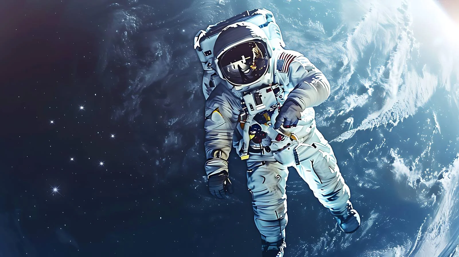 Cosmonaut Approaching Earth in Space — free download from Dotvec