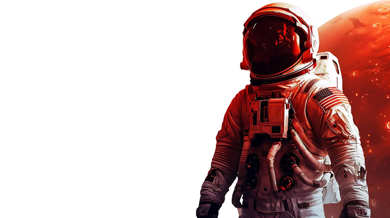 Cosmonaut in Deep Space with Mars Background — free download from Dotvec