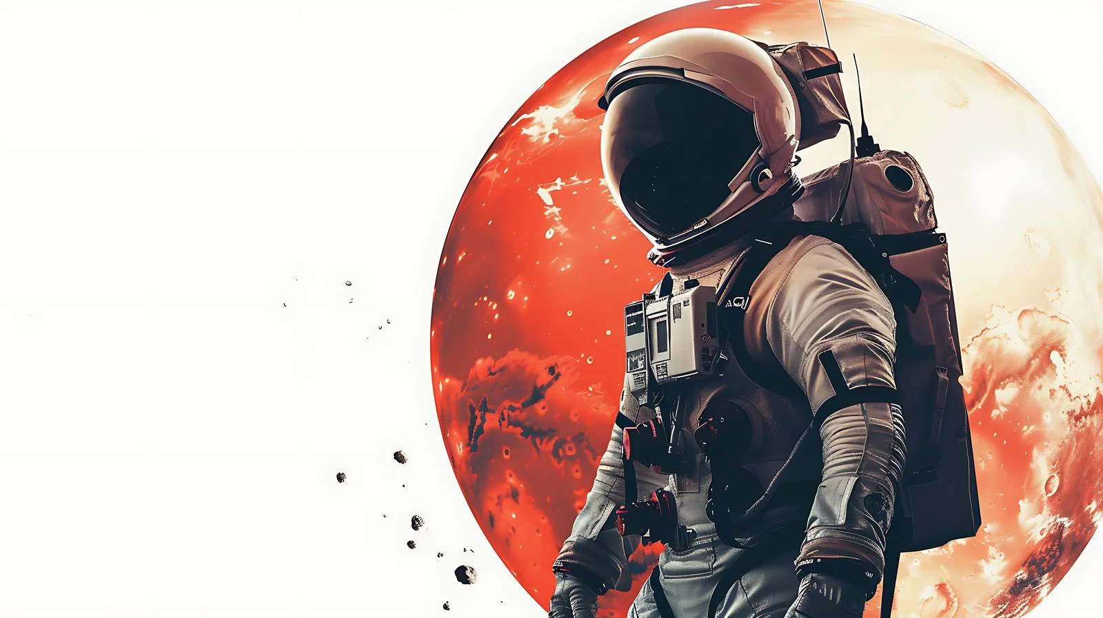 Cosmonaut in Deep Space with Mars Background — free download from Dotvec