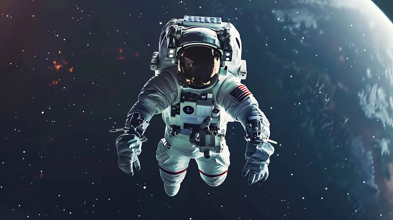 Night Earth Cosmonaut Spacewalk Image — free download from Dotvec