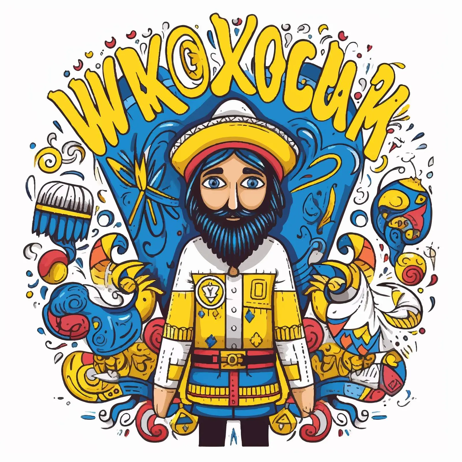 Cossack Doodle Style Welcome to Ukraine — free download from Dotvec