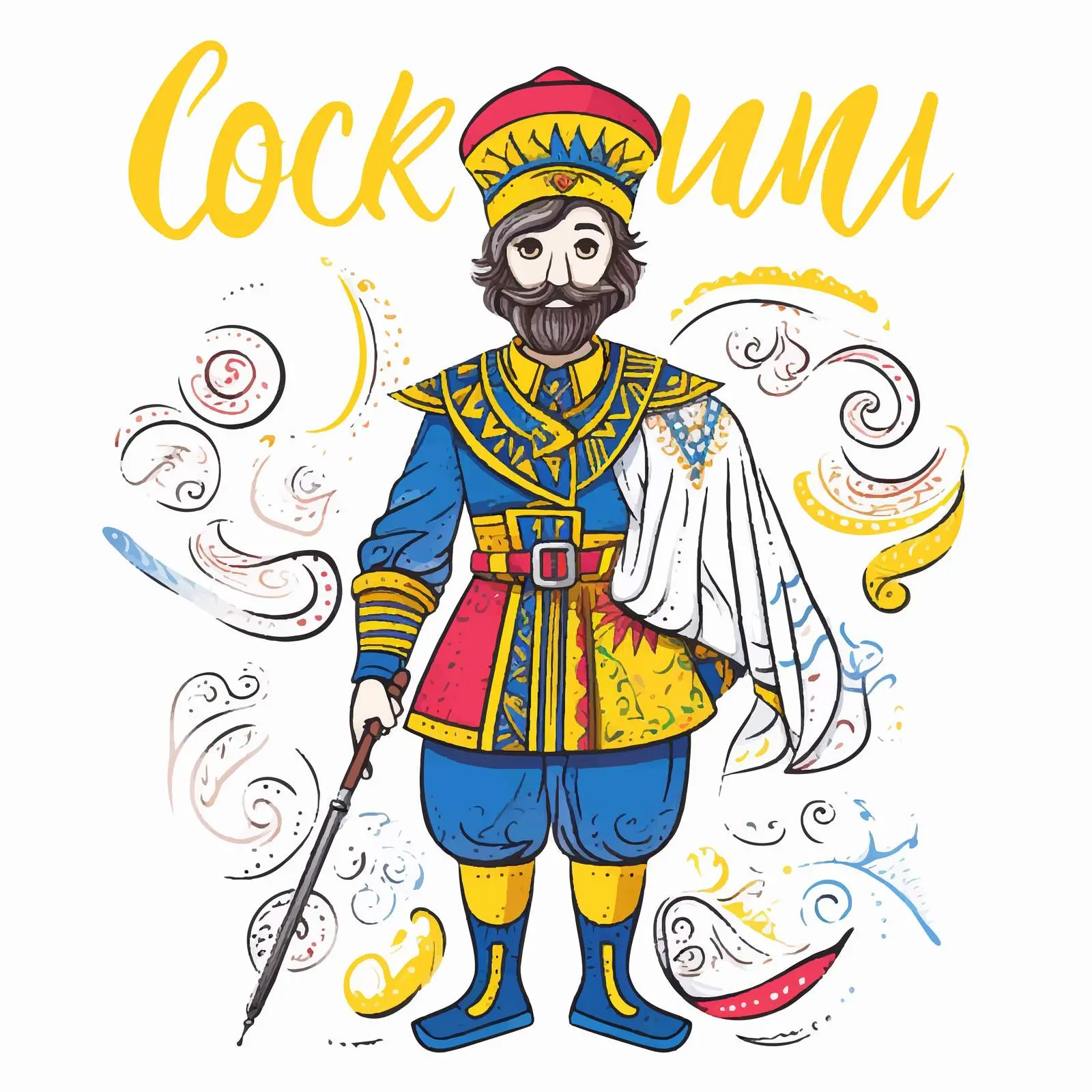 Cossack Doodle Art Welcome to Ukraine — free download from Dotvec