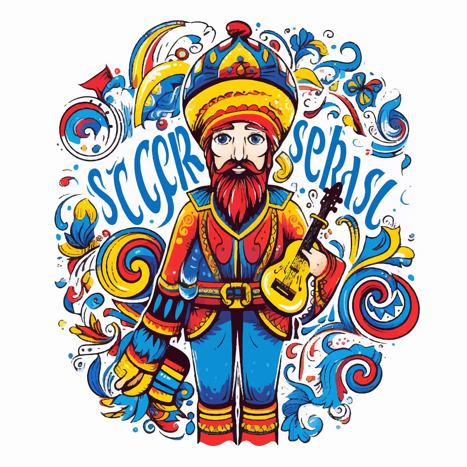 Cossack Doodle Art - Welcome to Ukraine — free download from Dotvec
