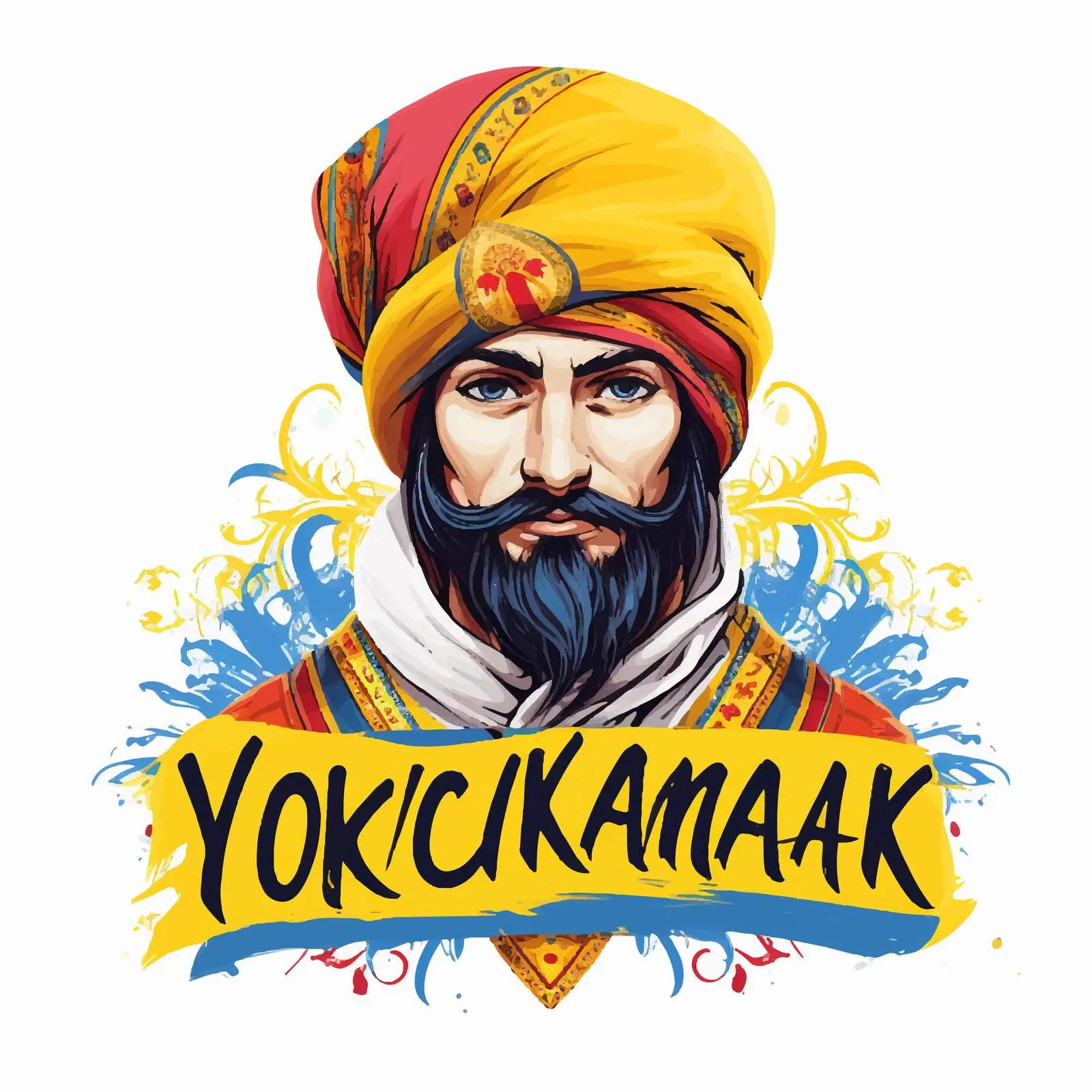 Cossack Portrait with Welcome to Ukraine Lettering — free download from Dotvec