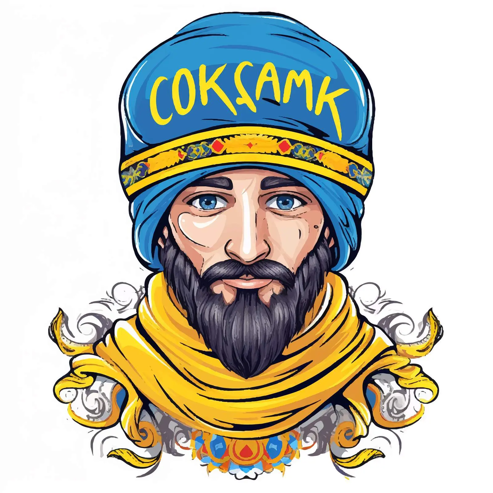 Cossack Portrait with Welcome to Ukraine Lettering — free download from Dotvec