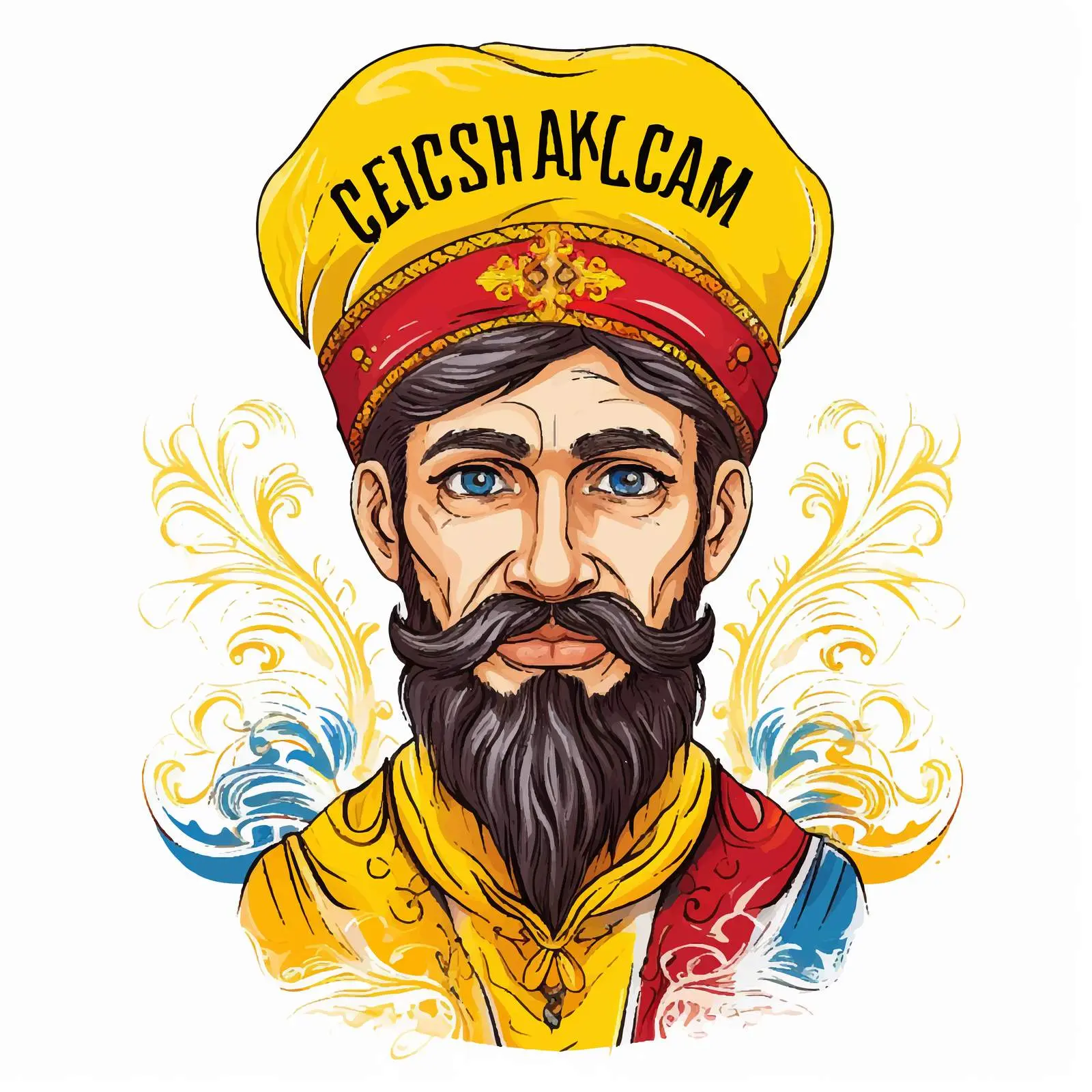 Cossack Portrait with Hand Lettering Welcome to Ukraine — free download from Dotvec