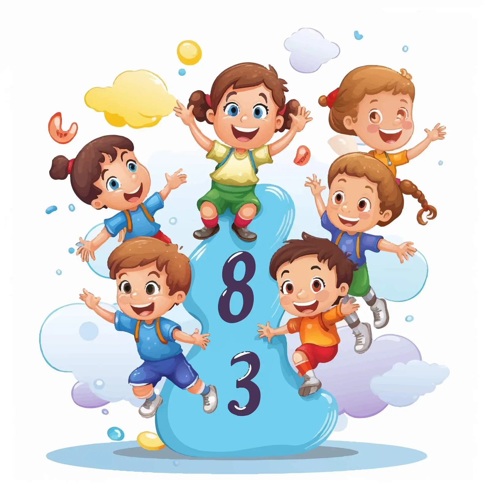 Counting Number Game Template with Happy Children — free download from Dotvec