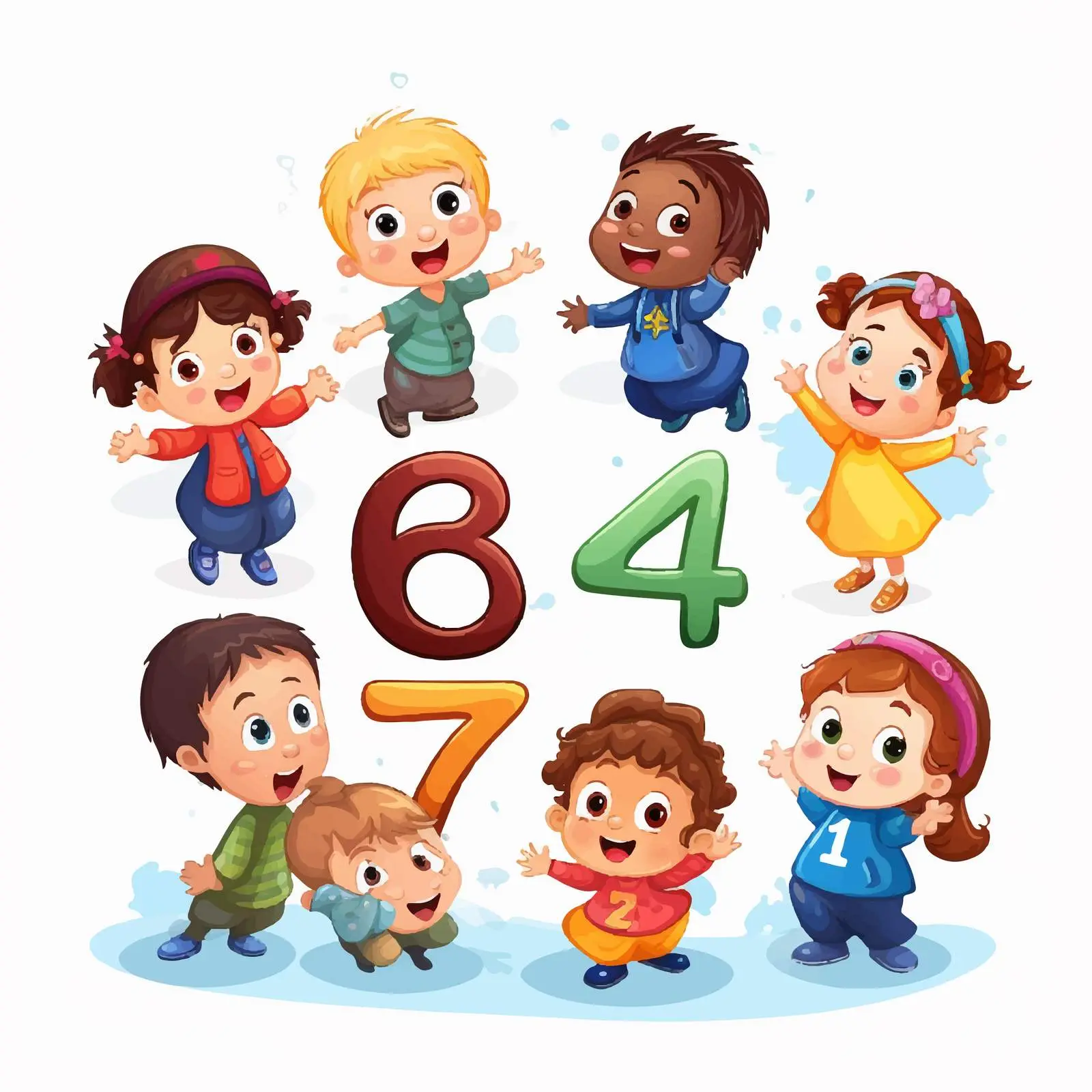 Counting Number Game with Happy Children Illustration — free download from Dotvec