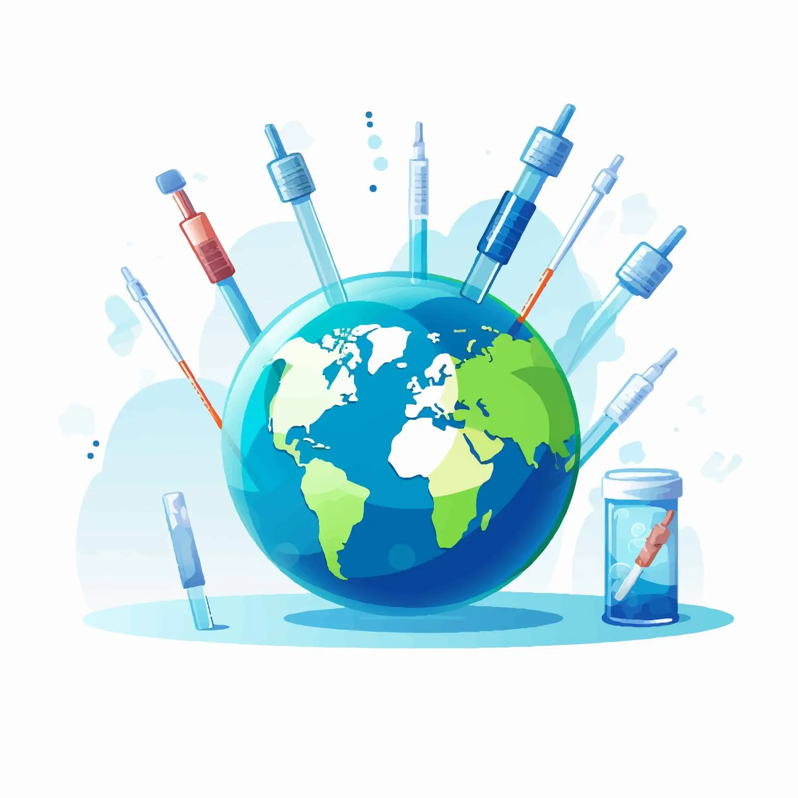 Vaccination Globally: Syringe and Plaster Illustration — free download from Dotvec